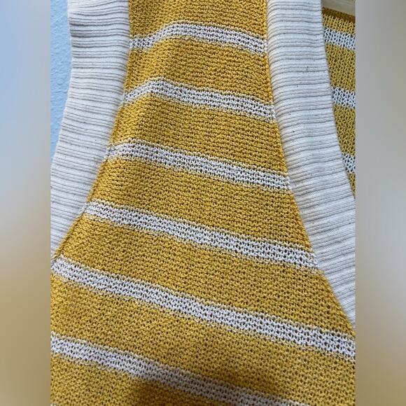 Zara Yellow & Cream Striped Oversized Sweater Vest M - Picture 5 of 7